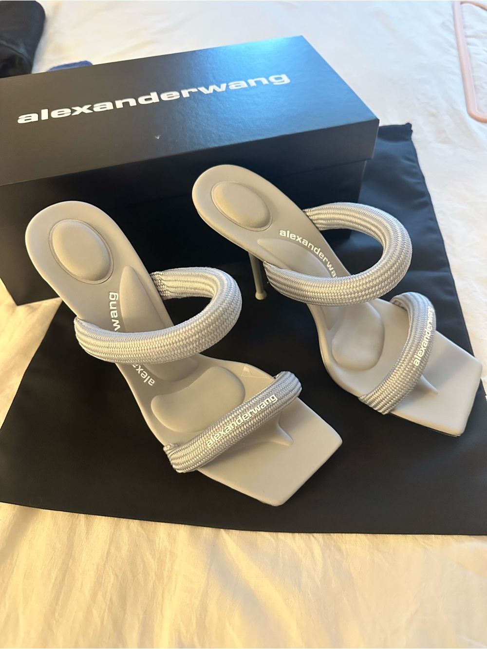 Alexander Wang Silver Rope-Strap Stiletto Sandals for Women SUPER SEXY/COMFY